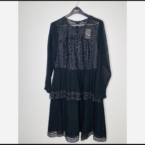 NWT Eloquii Black prairie Dress Tiered Size 14
